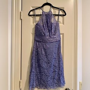 Amsale lace halter knee-length dress